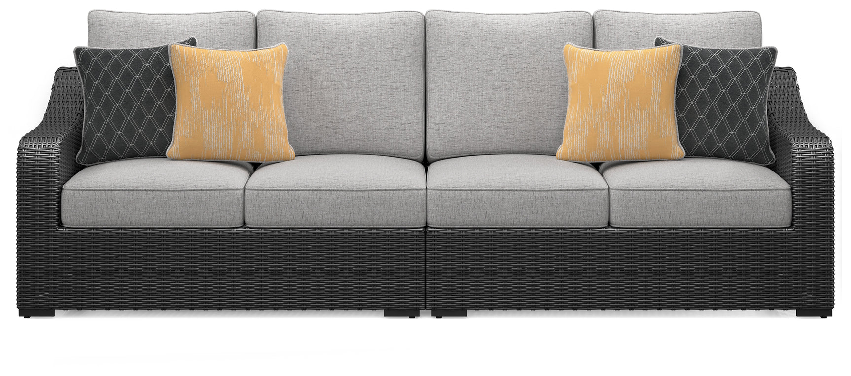 Beachcroft 5-Piece Black and Light Gray Outdoor Sectional showing front angle