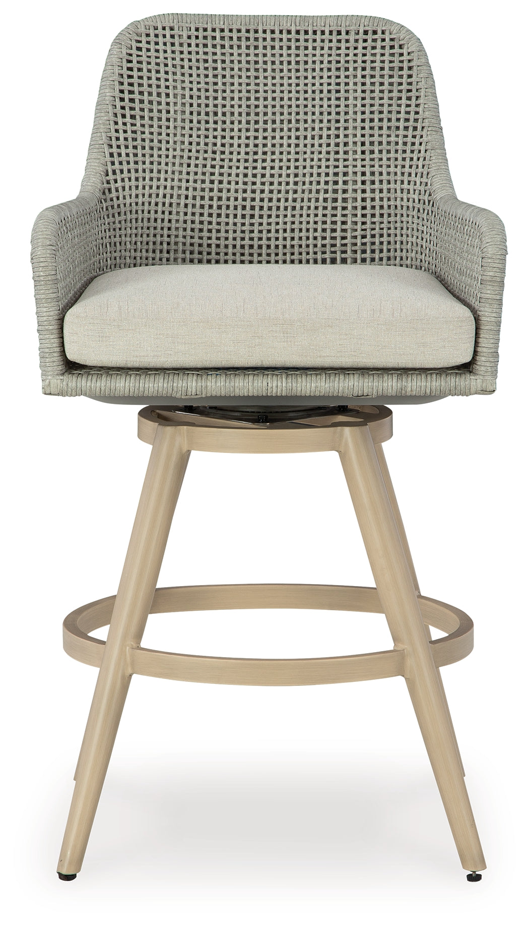 Seton Creek outdoor swivel barstool head-on view