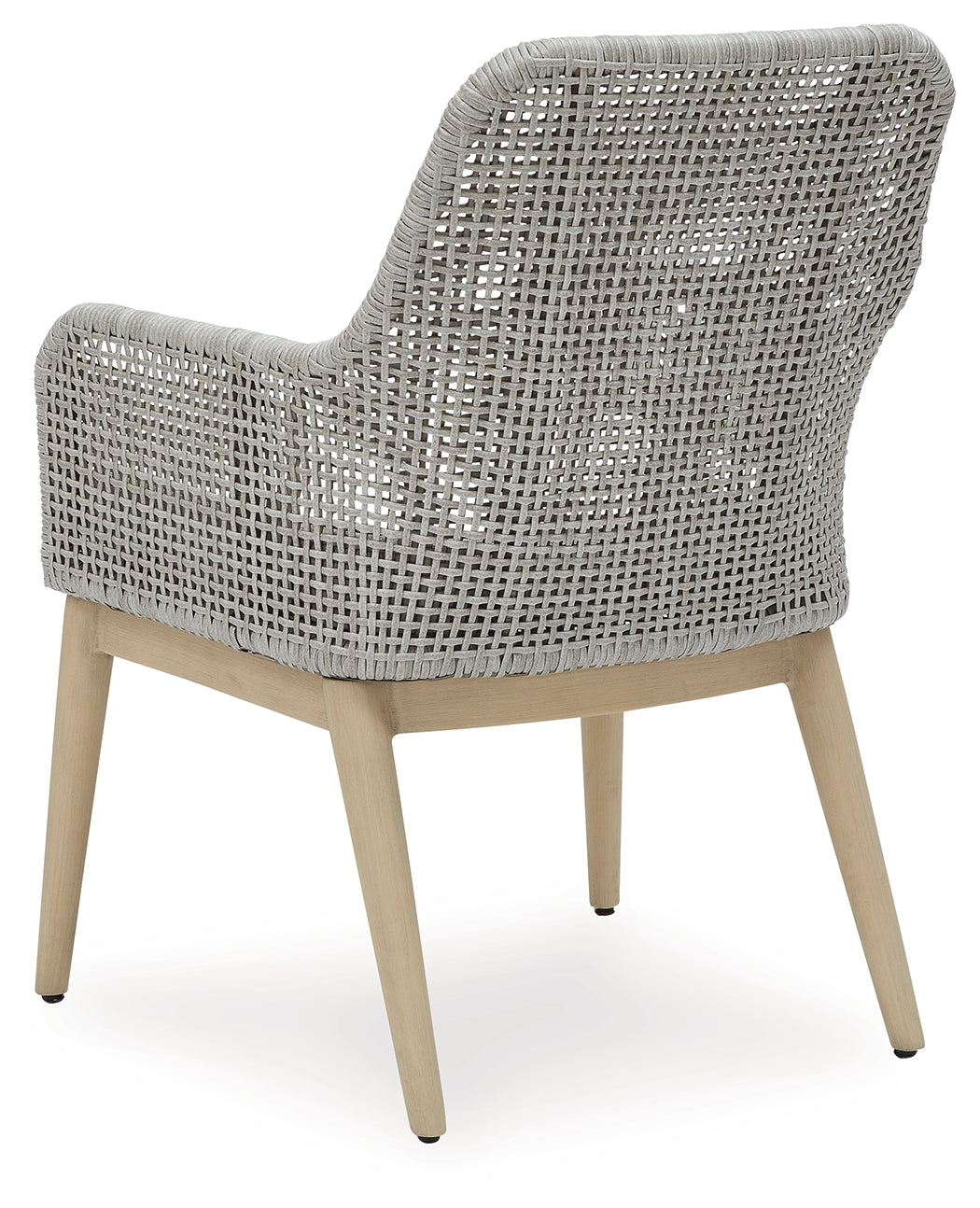 Back detail of chair showing woven wicker