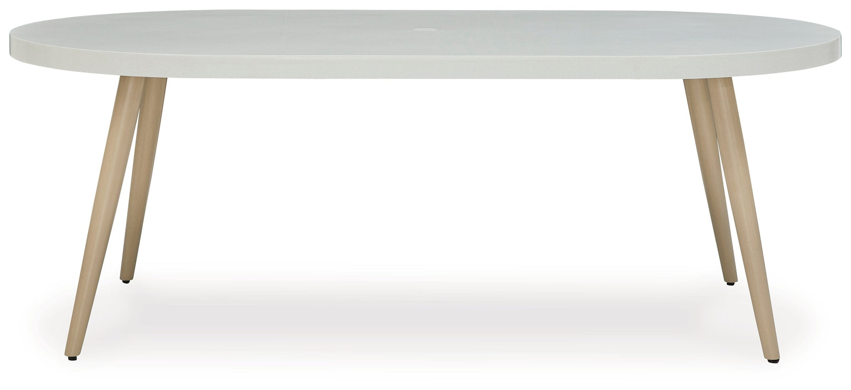 Seton Creek White Outdoor Dining Table head-on view