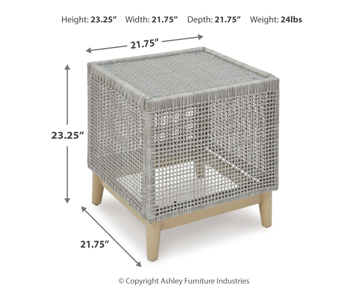 Dimensions diagram for Seton Gray Creek outdoor seating