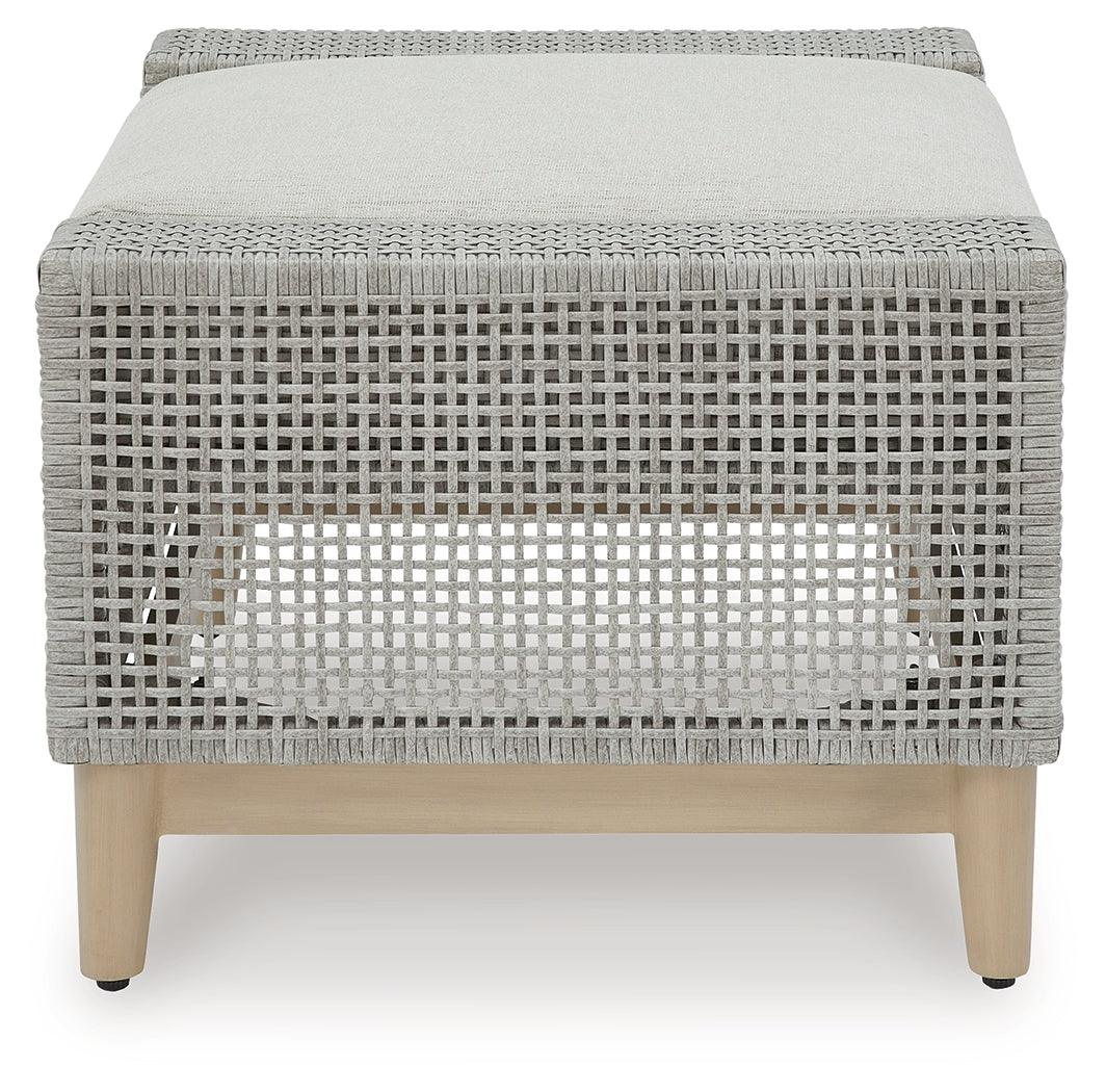 Seton Creek Gray Outdoor Ottoman with Cushion top view