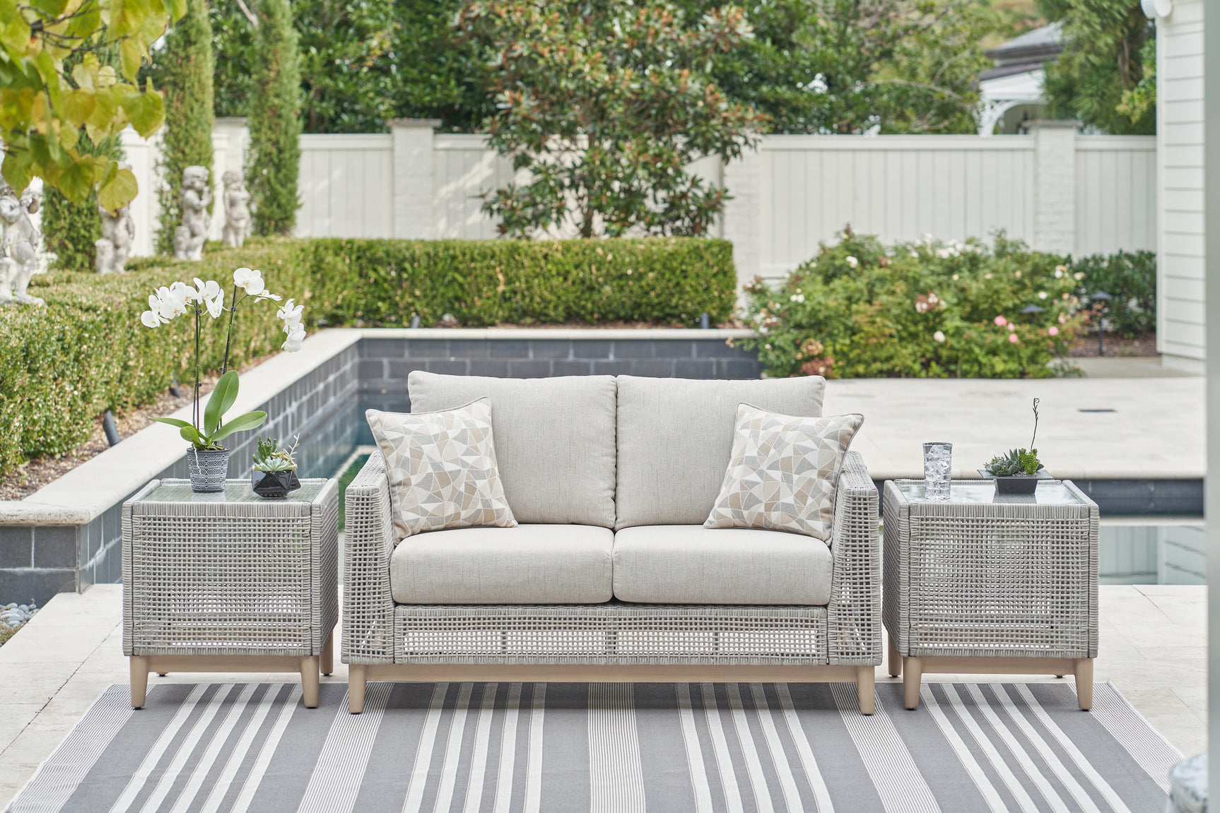 Seton Gray Creek Outdoor Sofa and Loveseat with Coffee Table