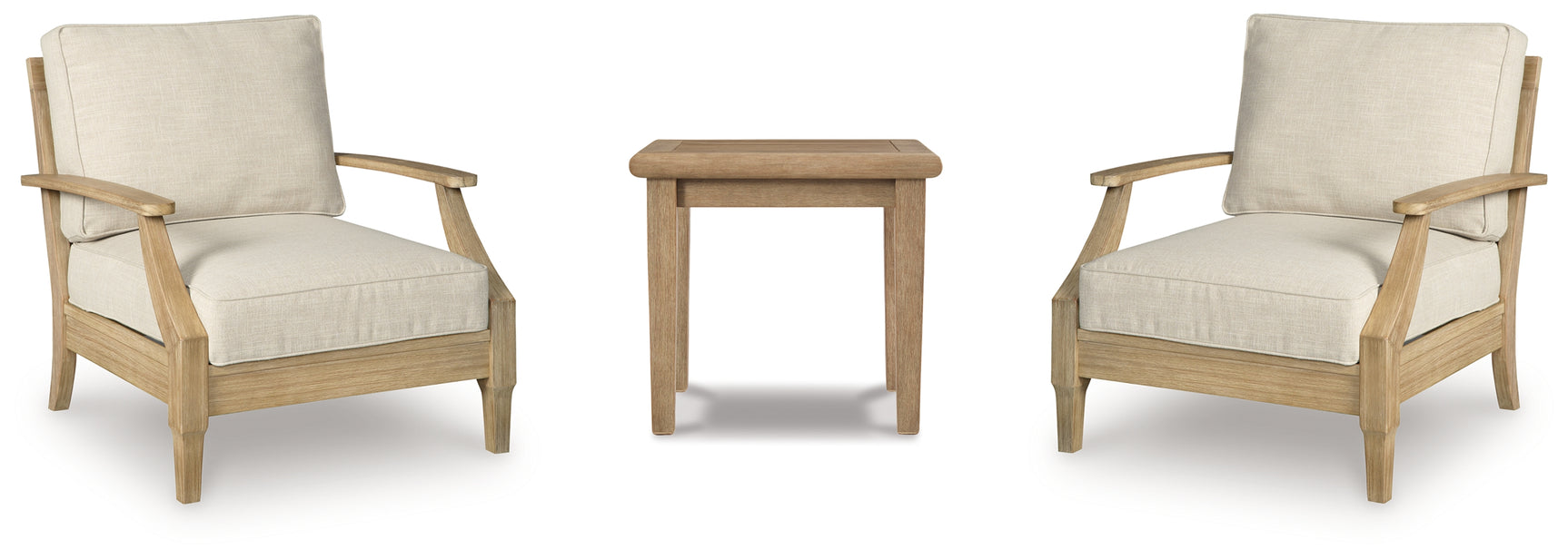 Clare Beige outdoor chair angled side view