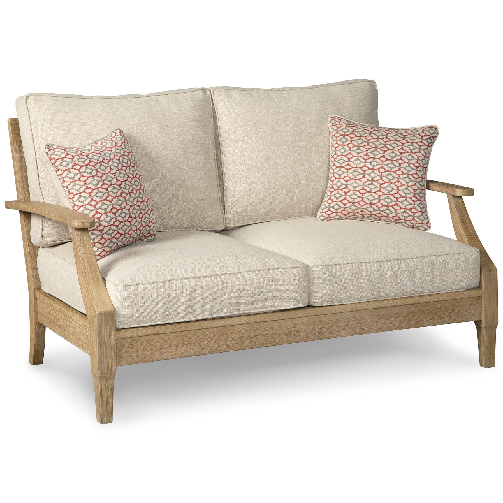 Clare View outdoor loveseat angled side view