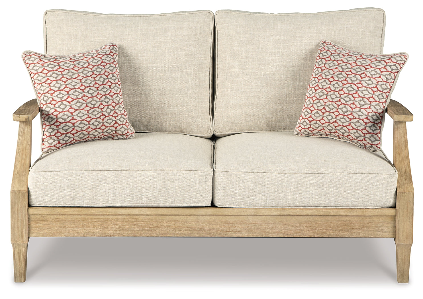 Side view of loveseat cushions and frame