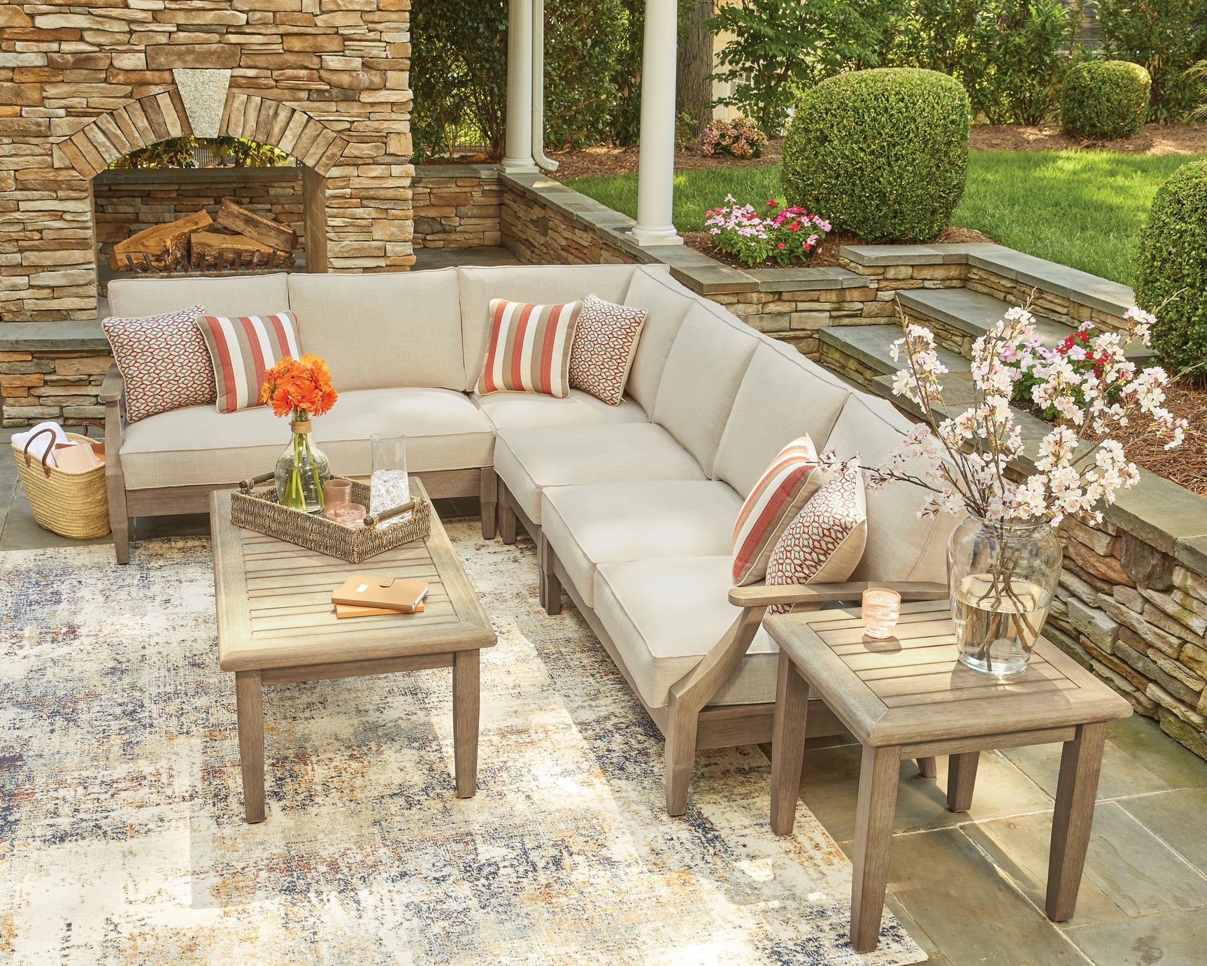 Mood shot of Clare View sectional in outdoor setting