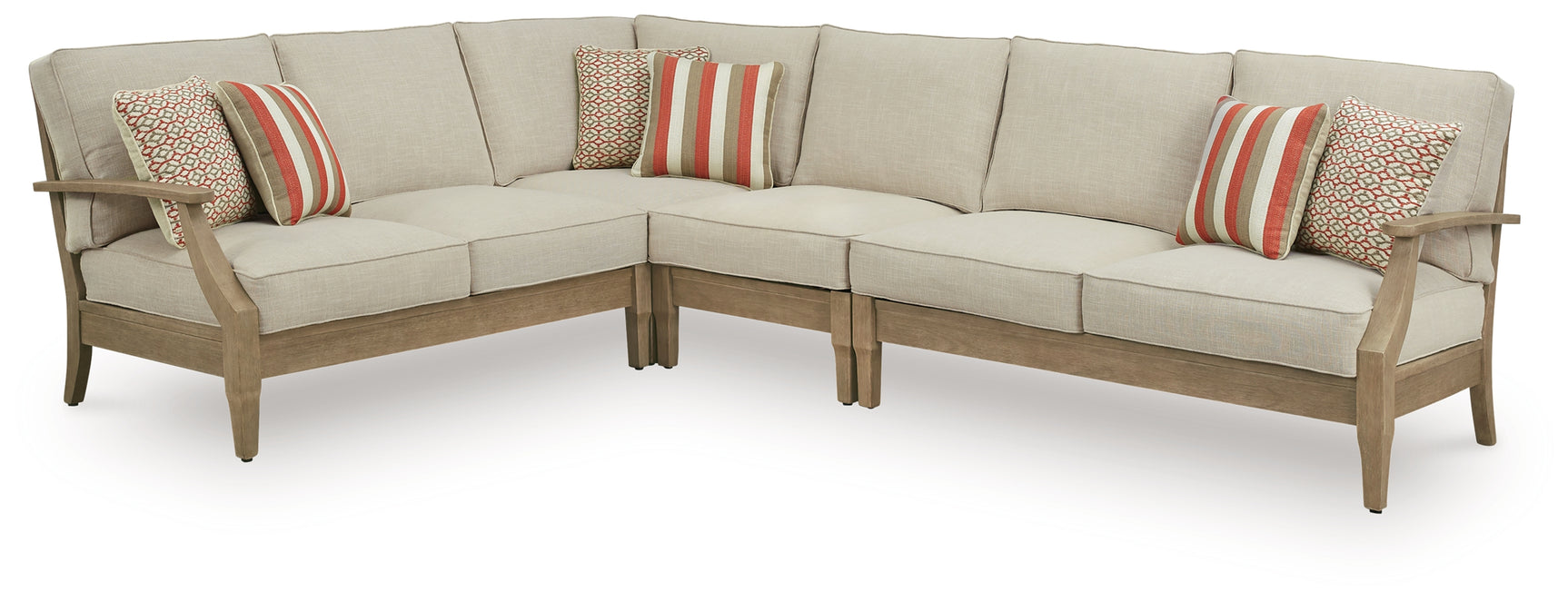 Clare View sectional side view showcasing slat design and cushions