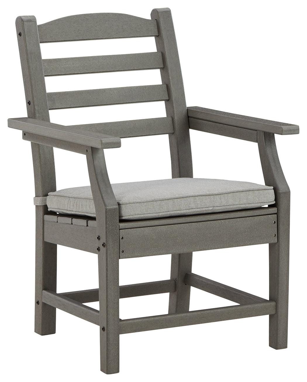 Visola Gray Outdoor Arm Chair, side view with cushion