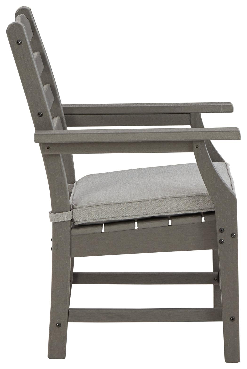 Side profile of Visola Gray Outdoor Arm Chair