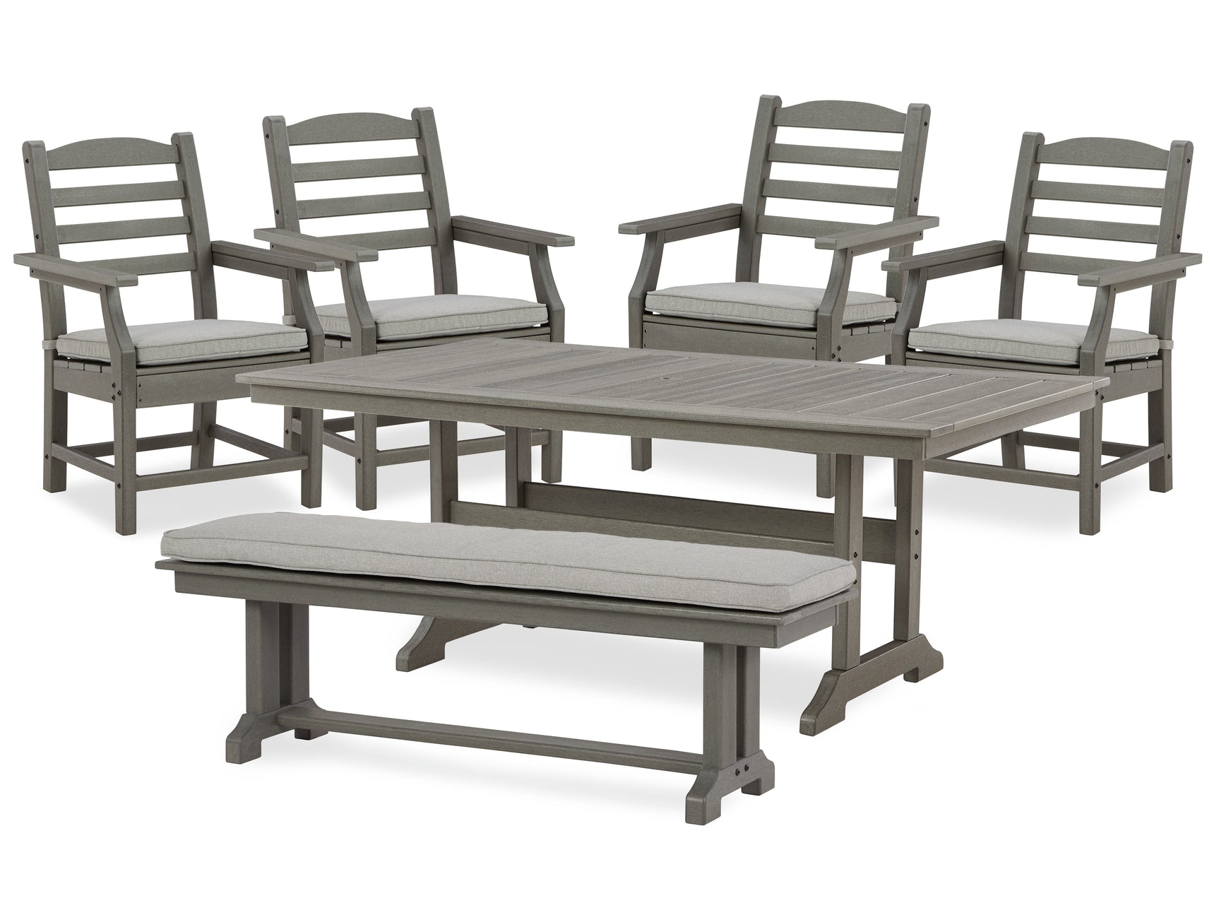 Visola Gray Outdoor Seating Bench with Thick Cushions