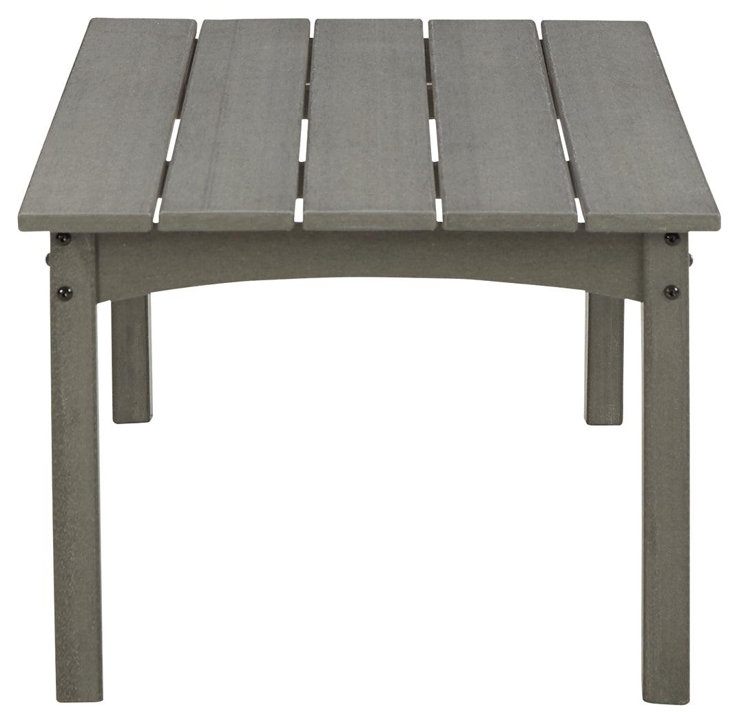 Visola Gray Outdoor Coffee Table close-up on slatted top