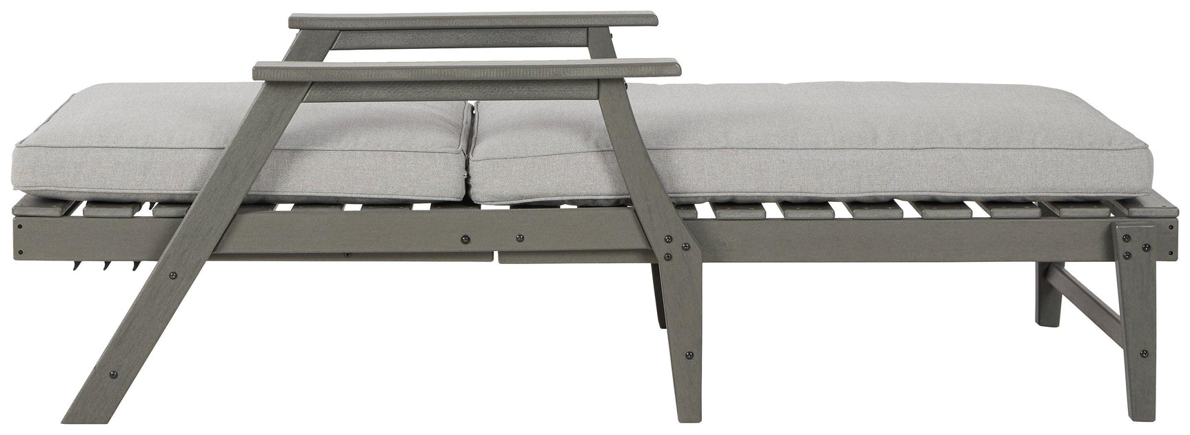 Gray wood-look textured frame of Visola outdoor chaise lounge