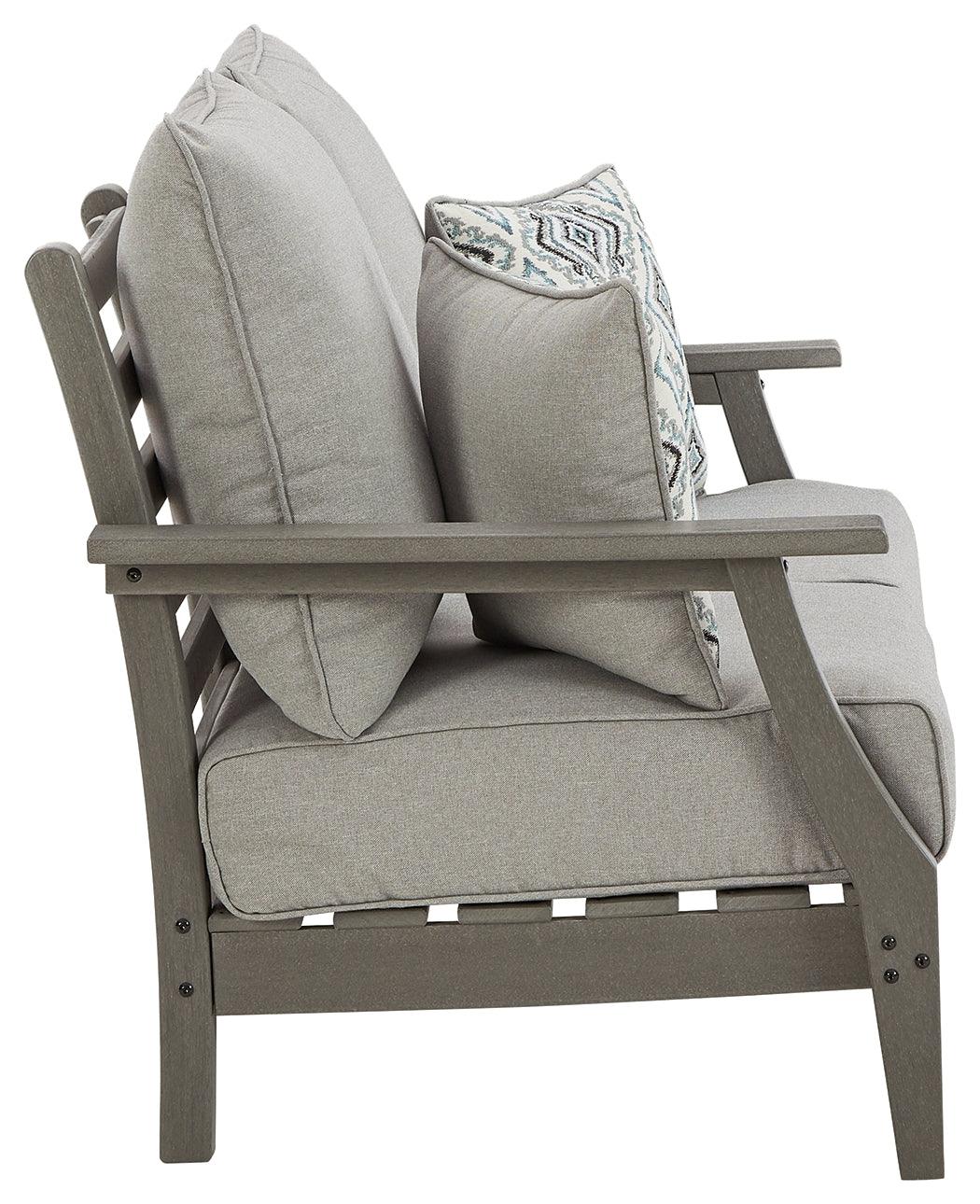 Visola Gray Outdoor Loveseat with cushion back view