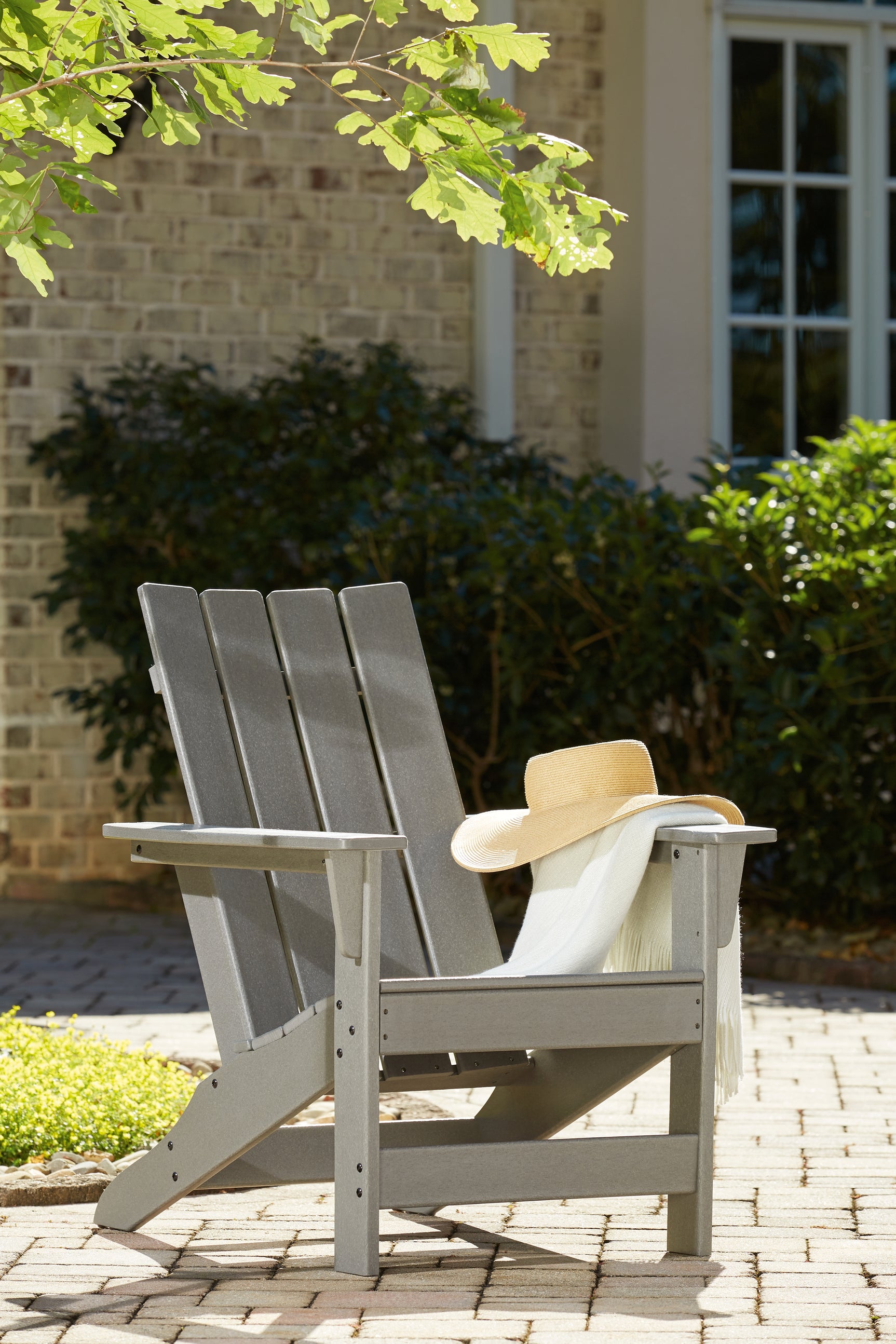 Top view of gray outdoor end table