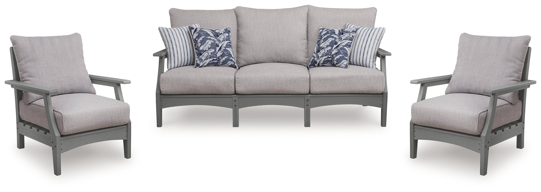 Close-up of gray Nuvella fabric on lounge chair