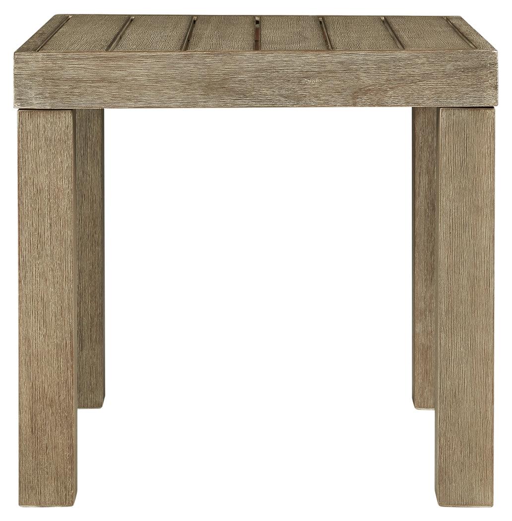 Silo Point Outdoor End Table side view showing lower shelf