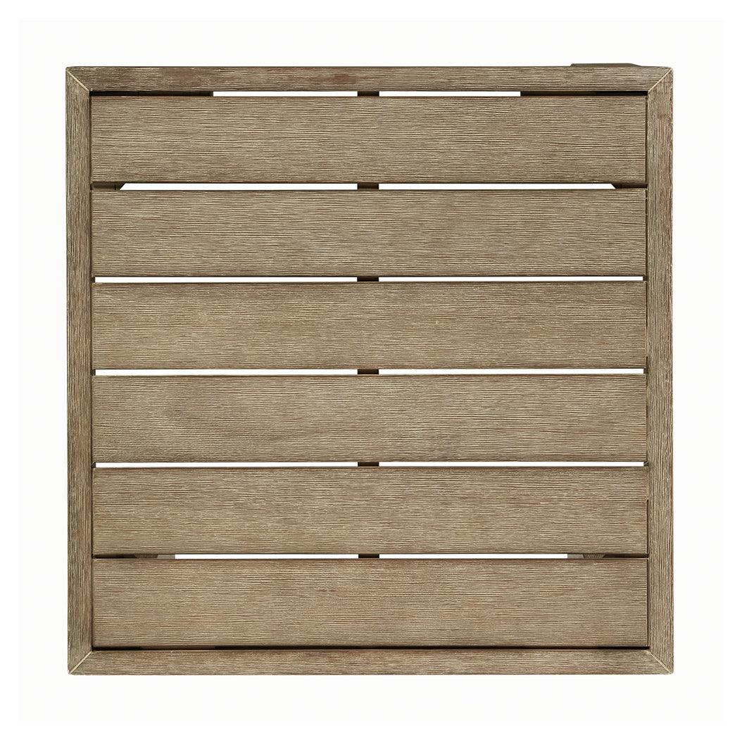 Silo Point Outdoor End Table top view showing slatted surface