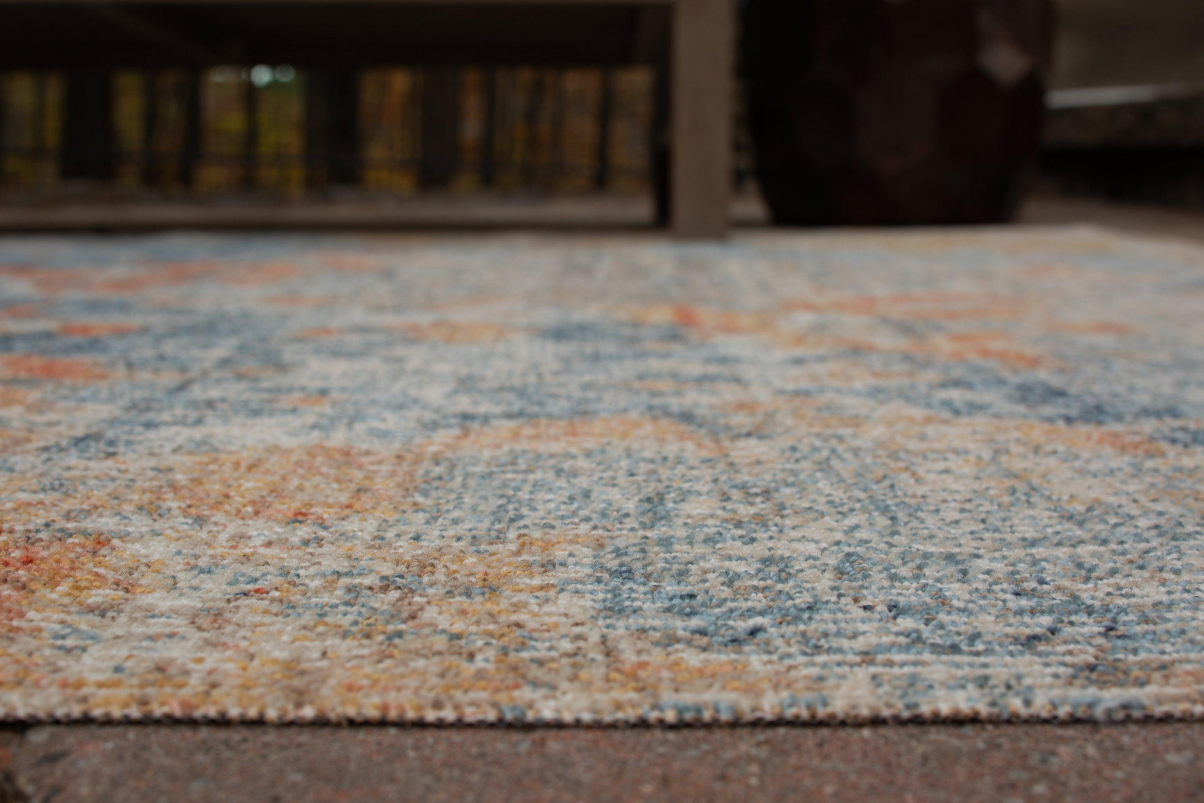Detail of Wraylen rug fabric and colors