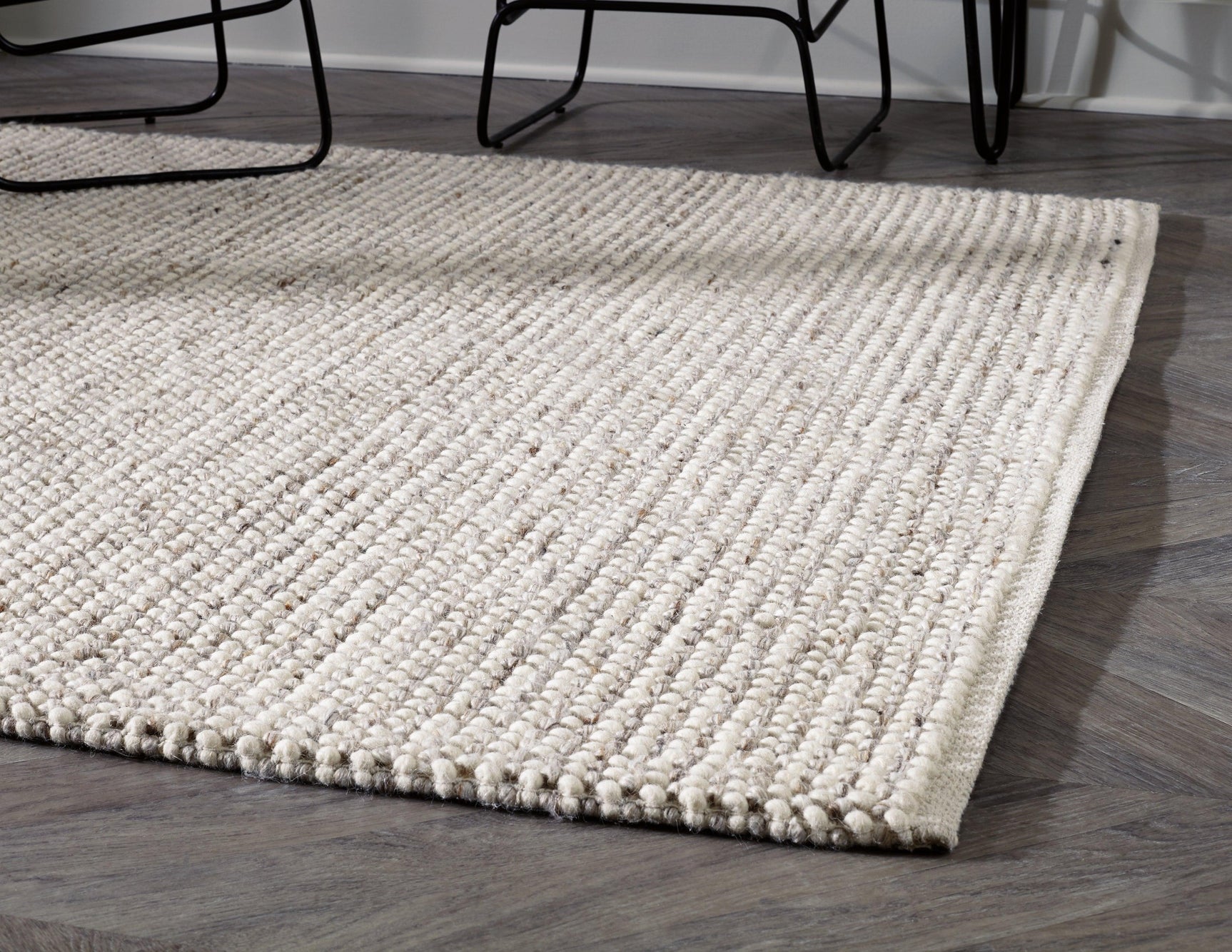 Detail image of Jossick rug texture highlighting wool and polyester fibers