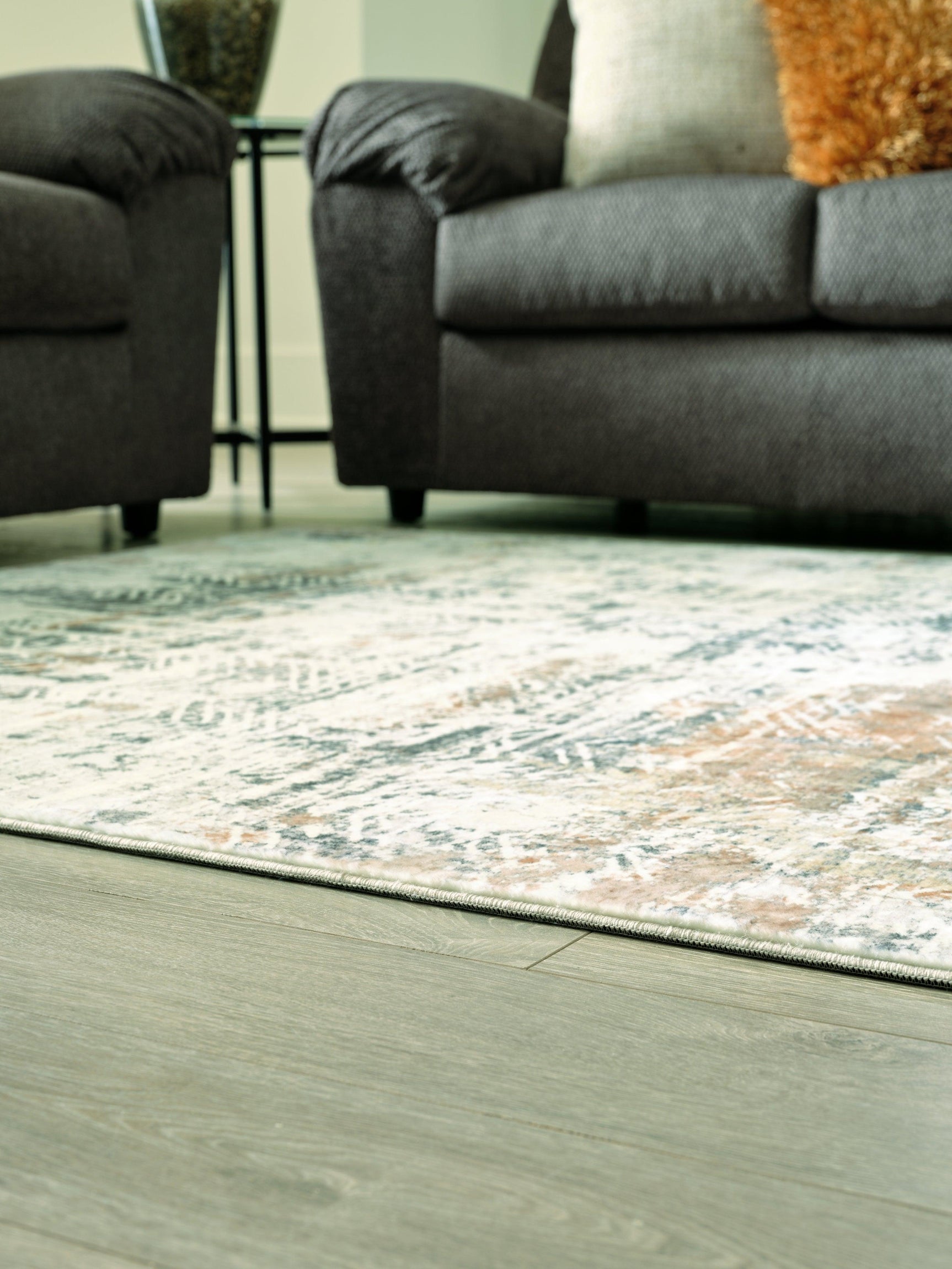 Detail of the soft faux fur surface of the Redlings Multi 5' x 7' Rug