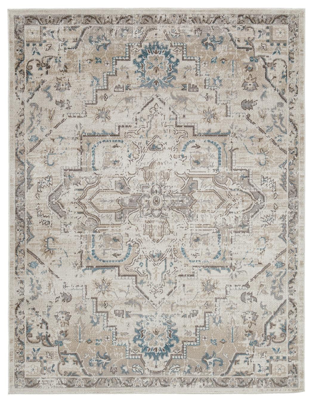 Barkham Multi rug close-up detail of medallion design and texture