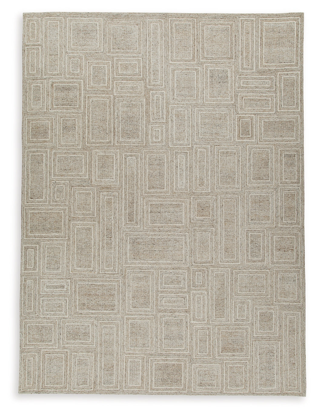 Corner detail of Brickburgh gray ivory honey rug