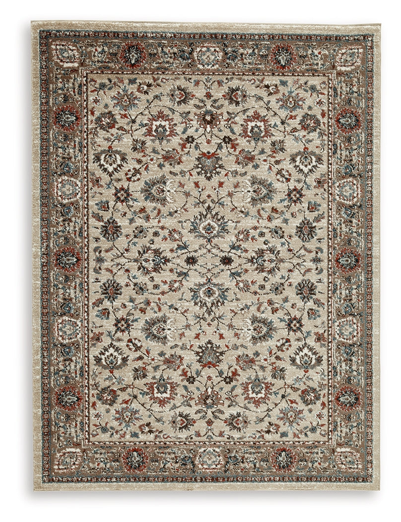 Close-up of floral pattern on Beritham Medium Rug