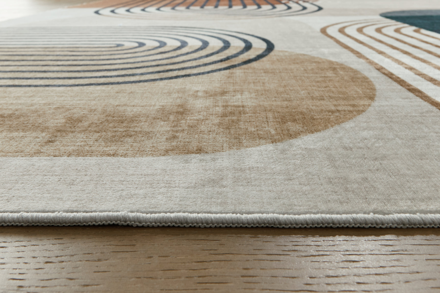 Rolled Farrendale Multi Washable Area Rug edge detail