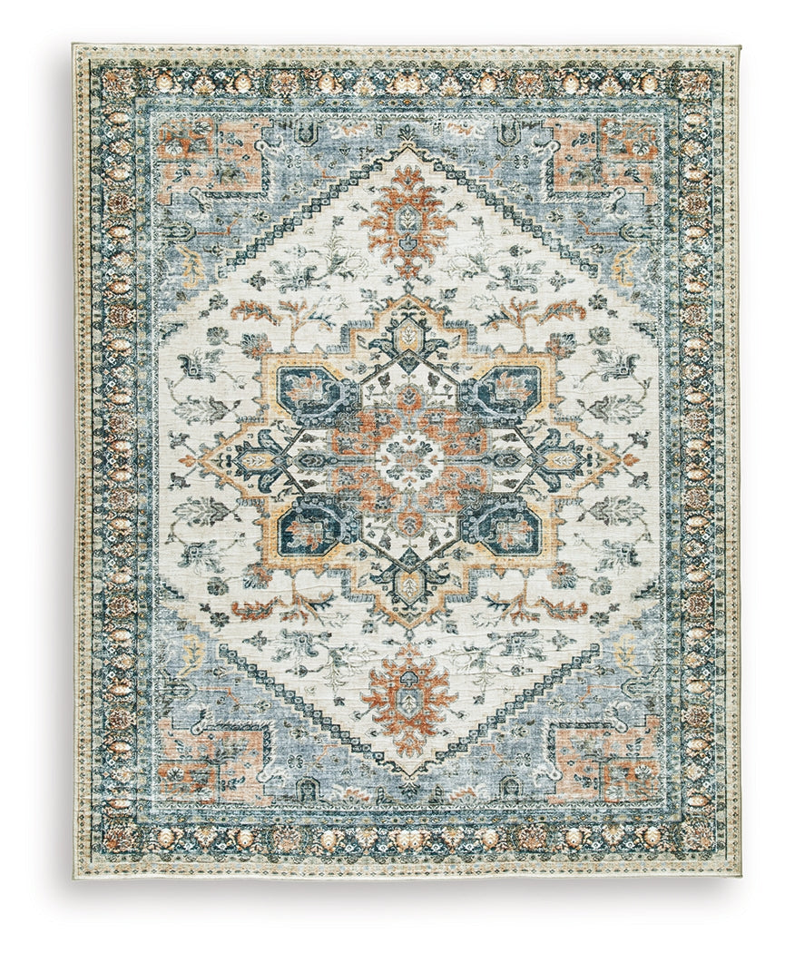 Wallney area rug folded detail showing polyester faux fur texture
