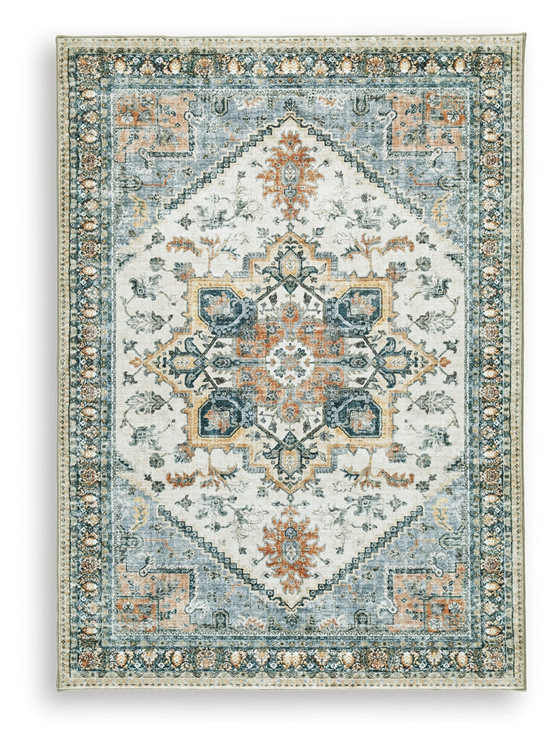 Close-up of Wallney rug medallion pattern and texture