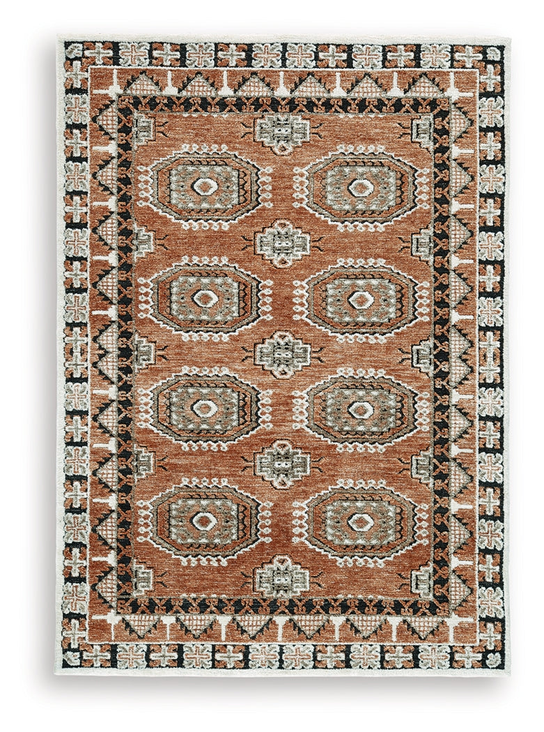 Close-up of Qaabiz area rug fabric and high-low pile texture