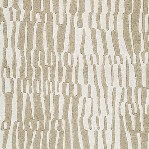 Corrbell area rug pattern with beige and white abstract design