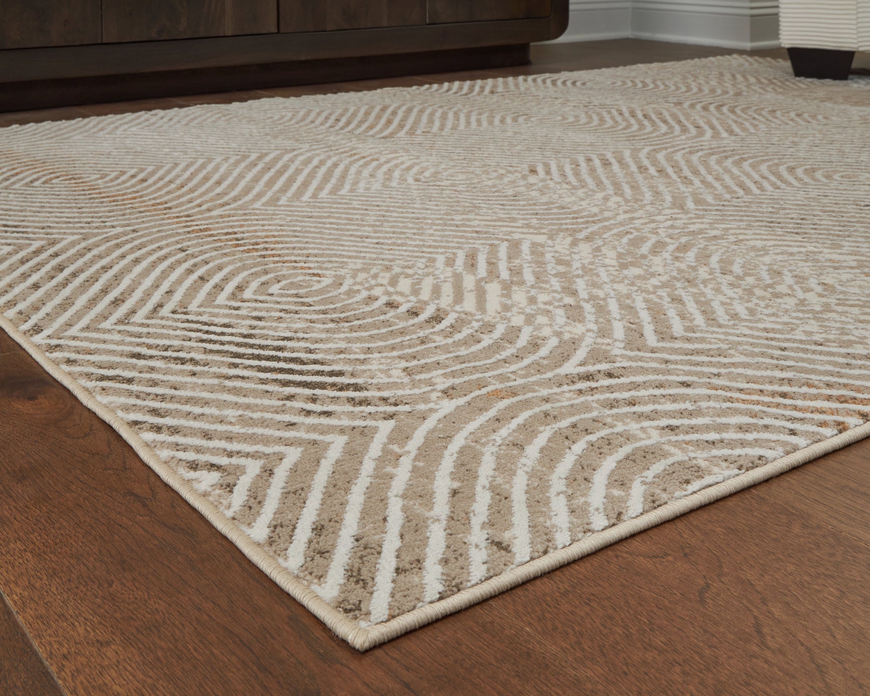 Rolled edge detail of Bachus Multi area rug