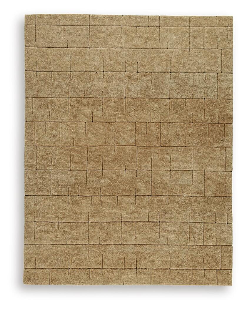 Close-up of Luzmont rug’s hand-tufted geometric pattern