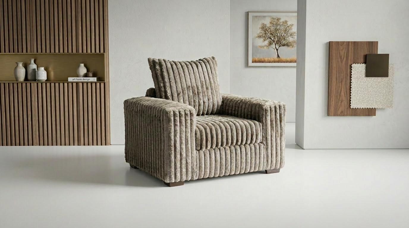 Texan Mocha Oversized Corduroy Chair view 2