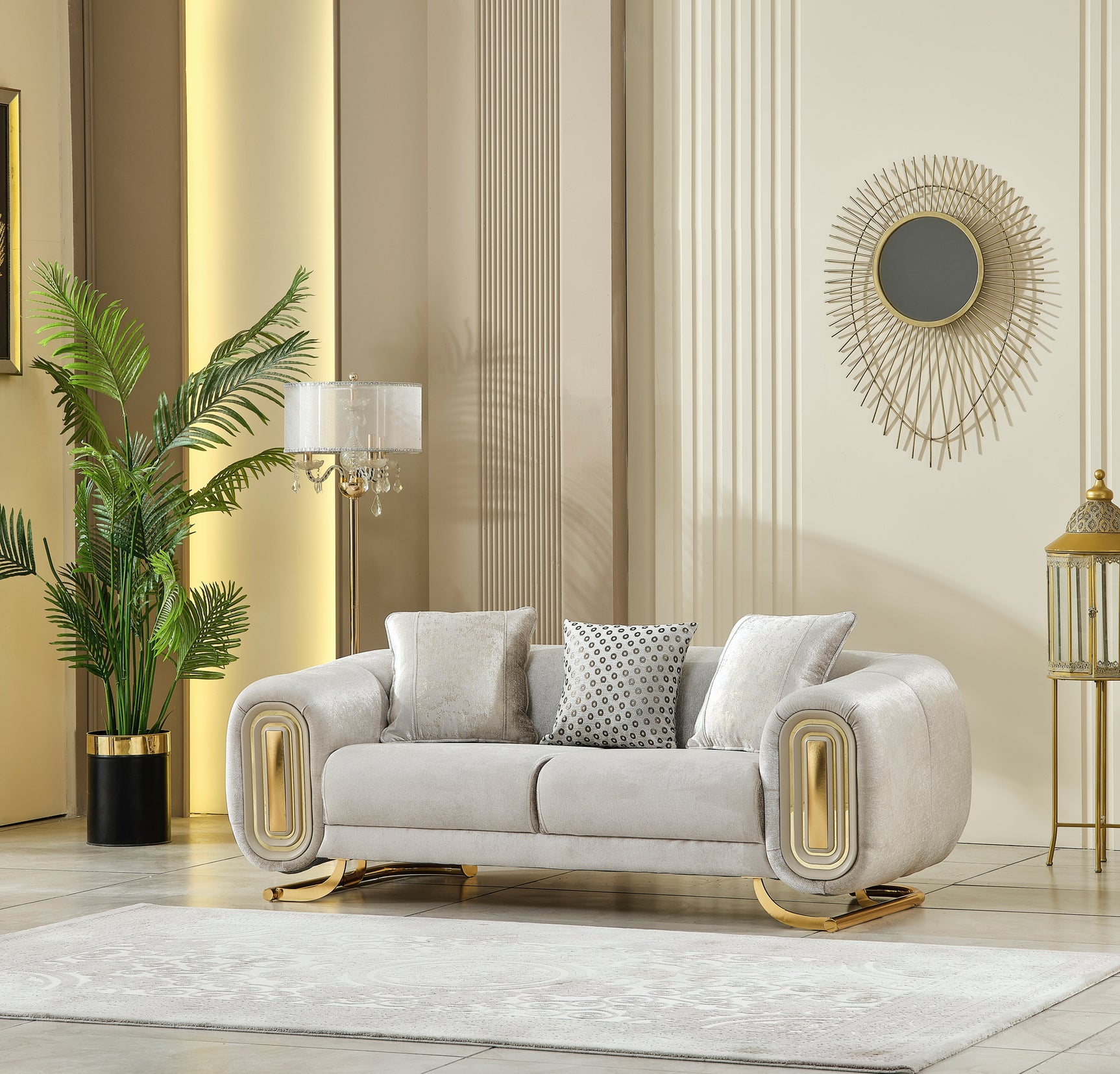 Verona Beige Velvet Living Room Set