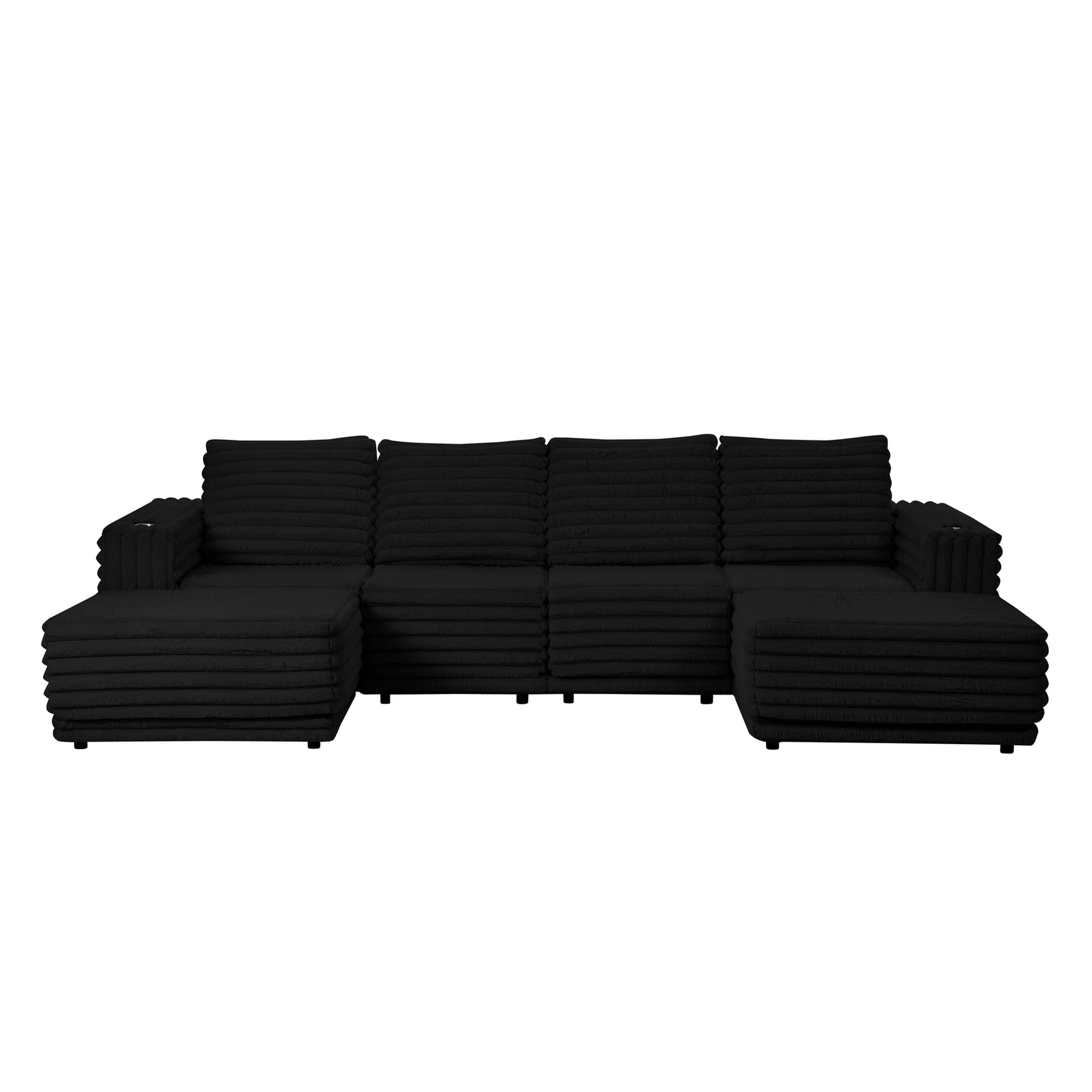 Side view of Nuve Black Modular Sectional sofa
