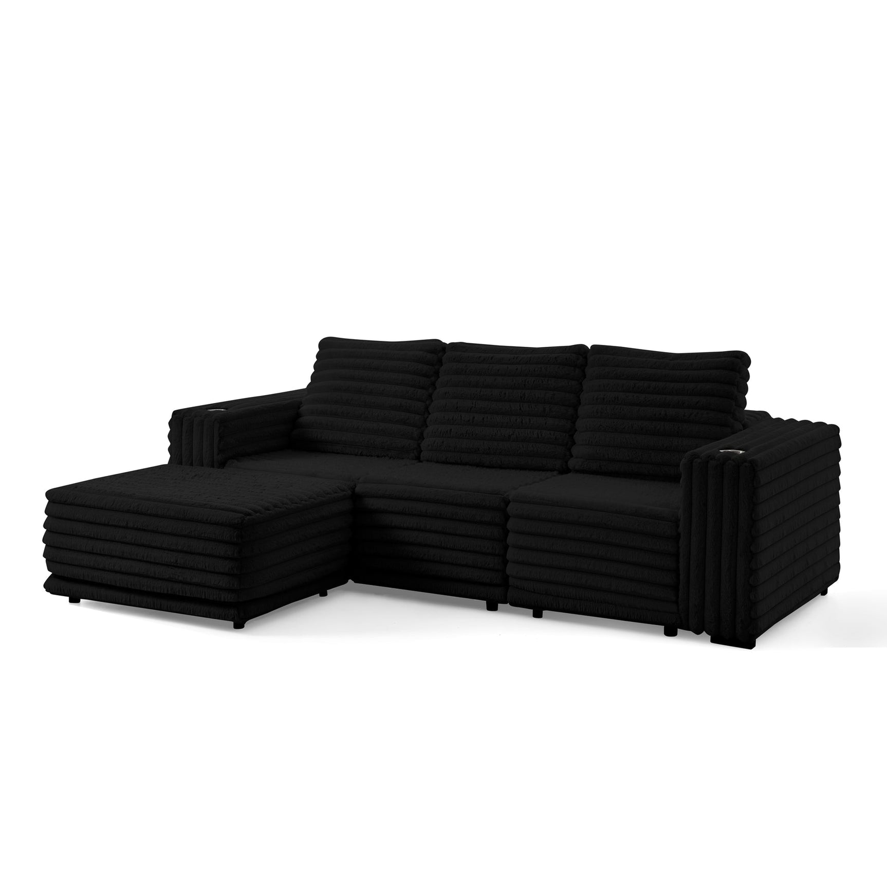 Room setting with Nuve Black Modular Sectional sofa