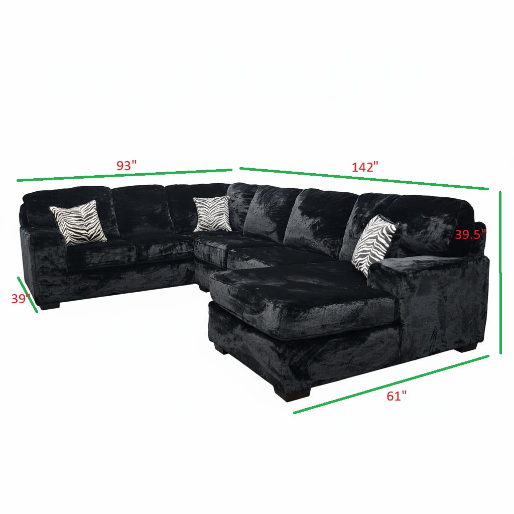 Austin Black Furby Sectional sofa room setting view