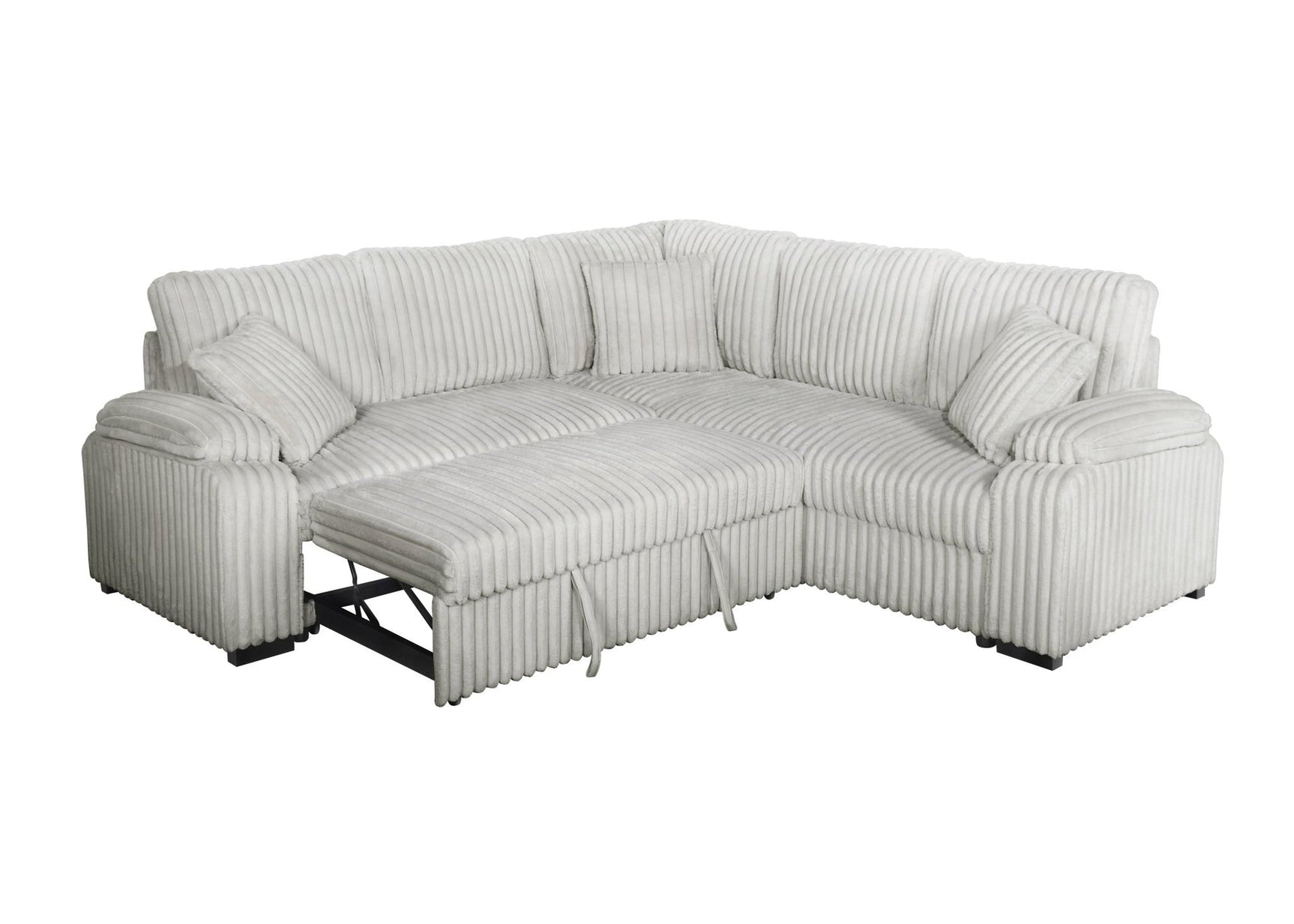 Room view of Neeha Gray Corduroy 3-Piece Sectional Sofa