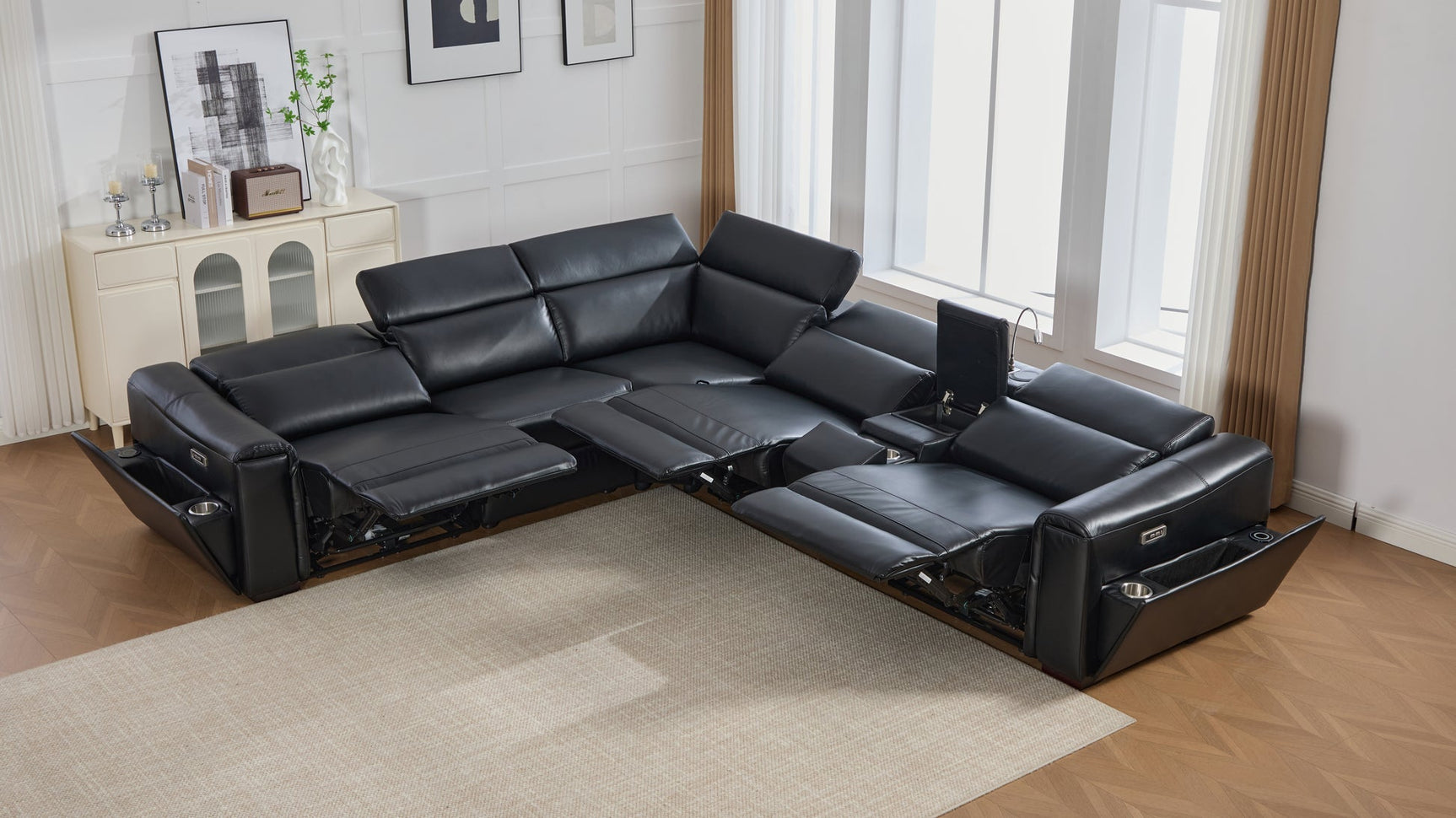 Storage compartment under Divani sectional armrest