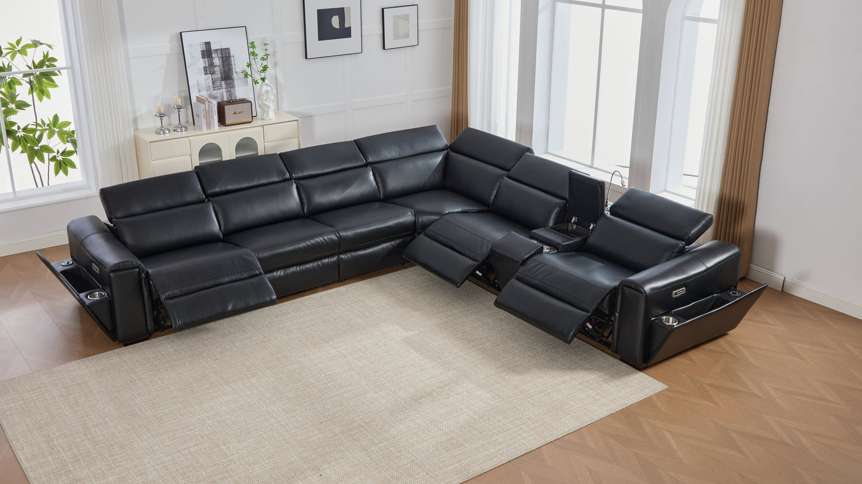 Divani sectional wireless charger and USB ports