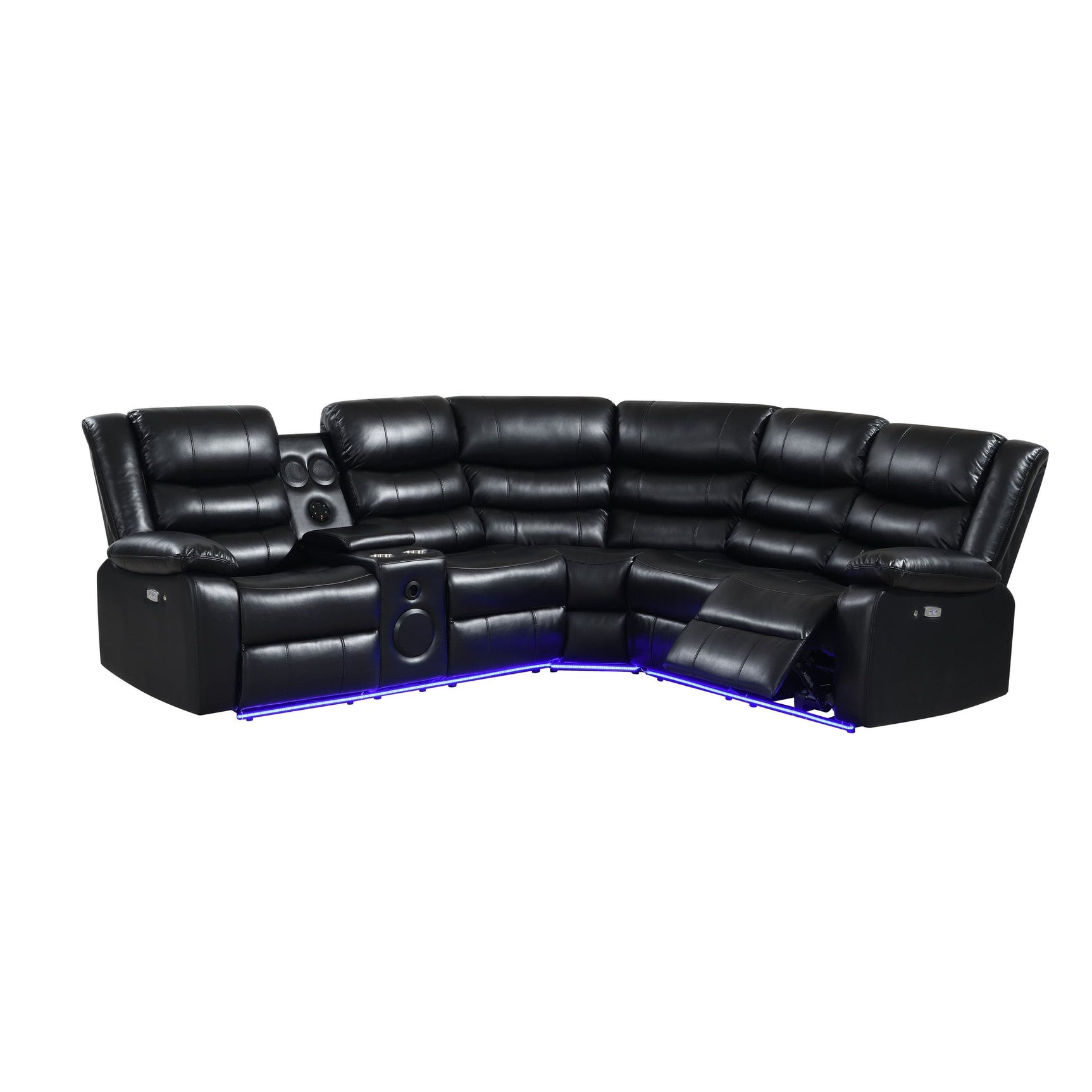 Sonic Black Power Reclining Sectional side view