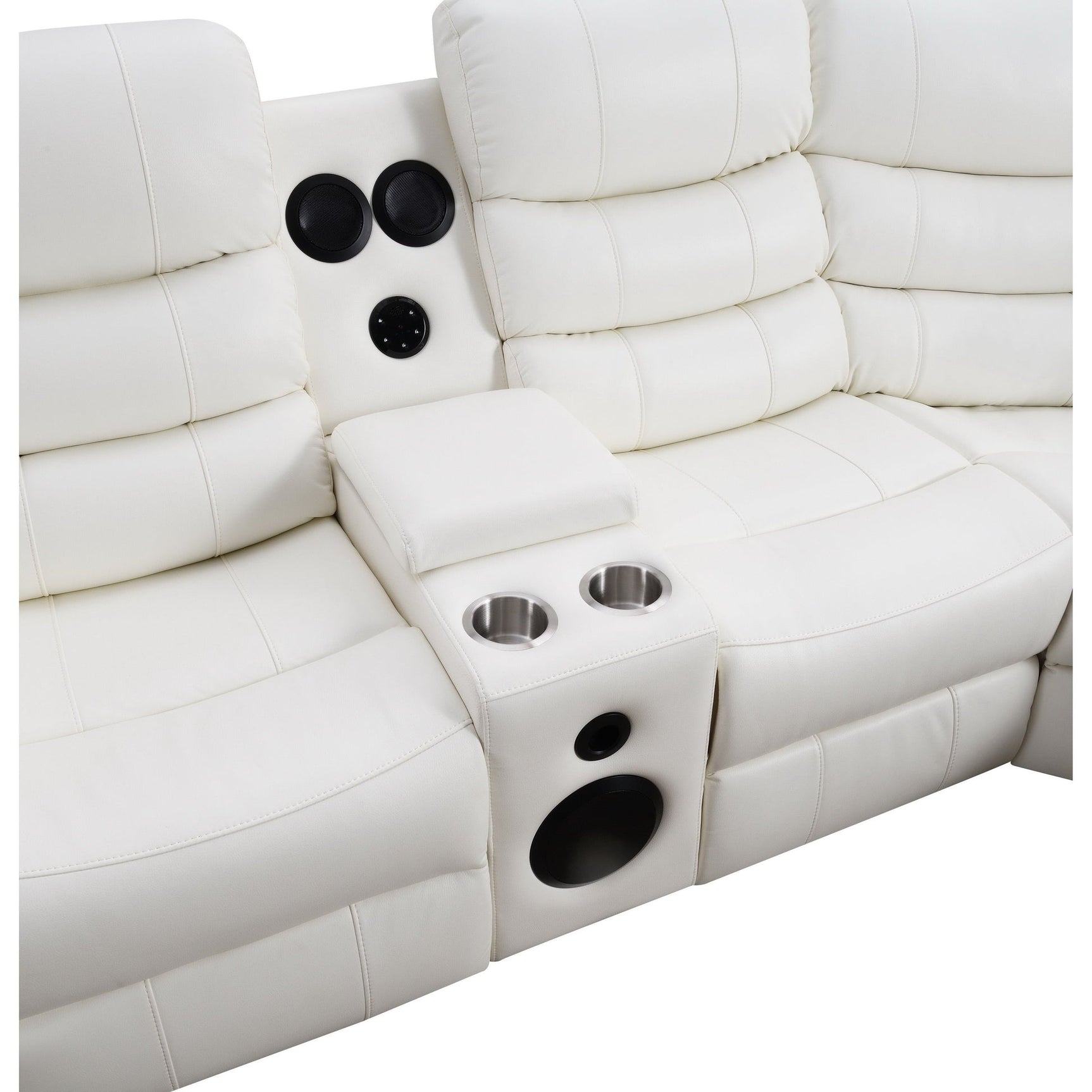 Back view of Sonic white power reclining sectional sofa