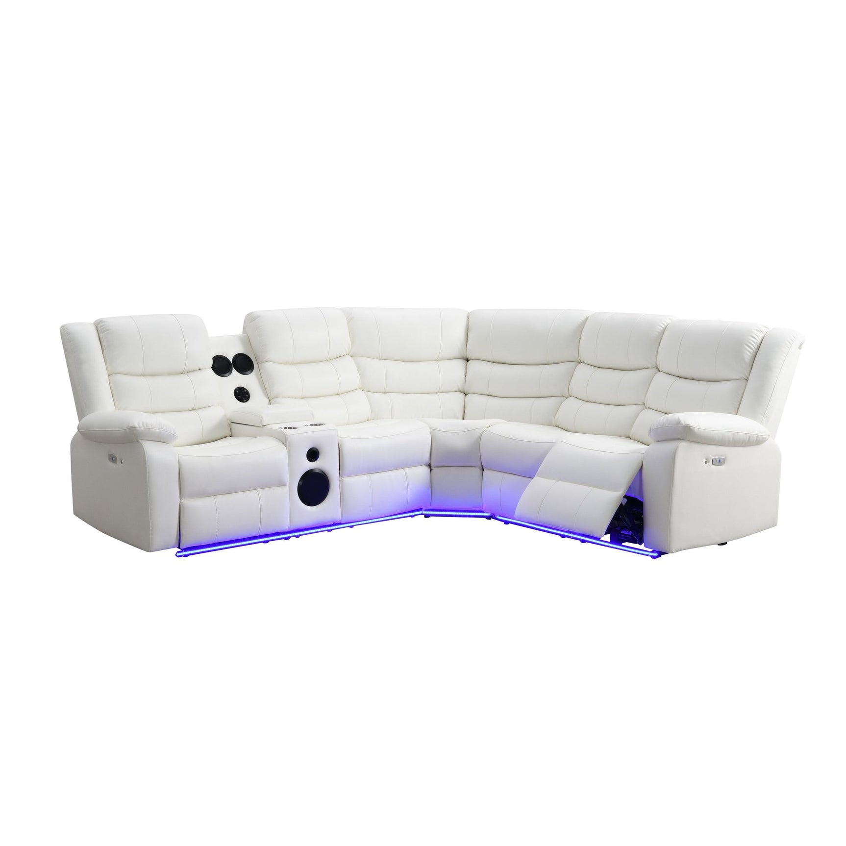 Top angle showing full Sonic white power reclining sectional