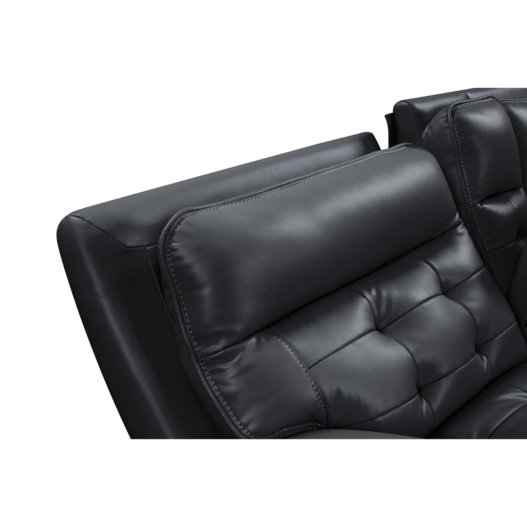 Overhead view of Starlight black leather sectional seating arrangement