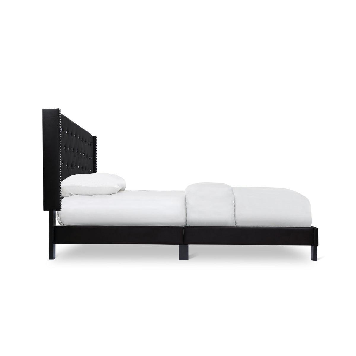 Close-up of tufted headboard on Ivy Platform Bed
