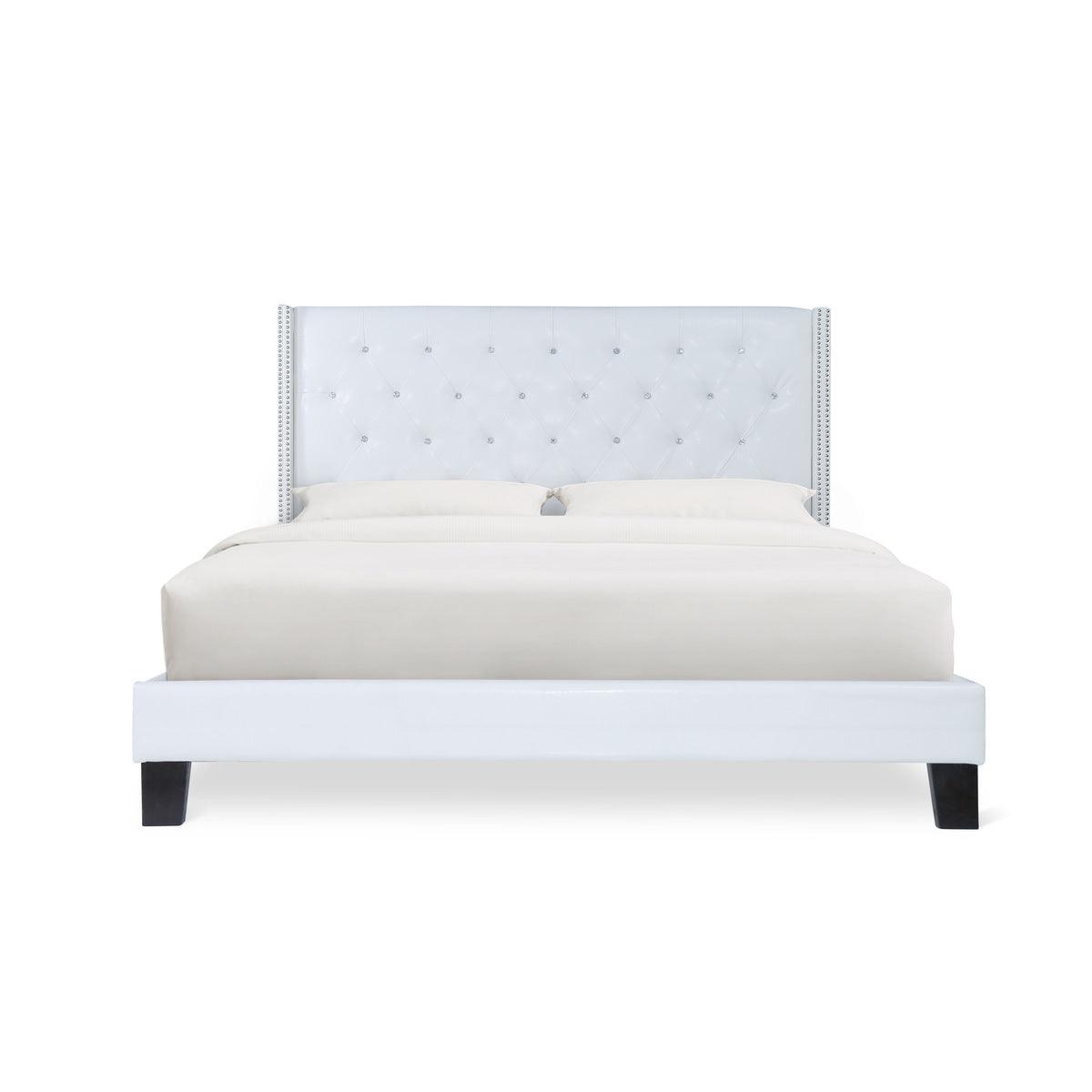 Ivy Black Tufted Queen Platform Bed - Front View