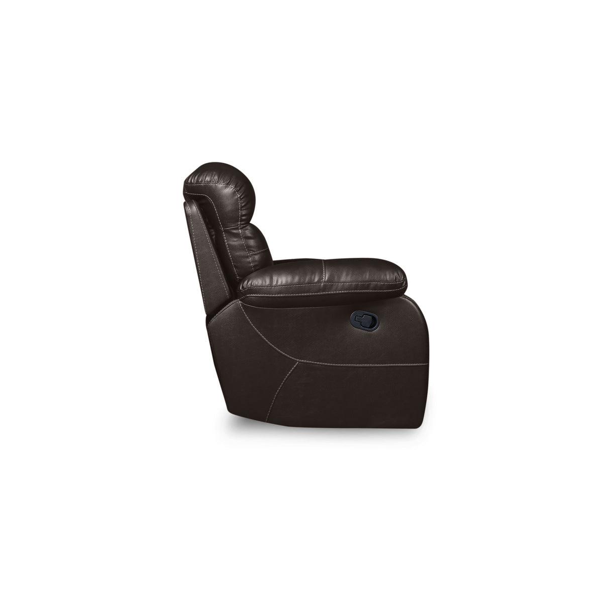 Black faux leather glider reclining chair side angle